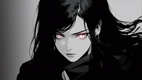 小也  Anime Girl with Red Eyes