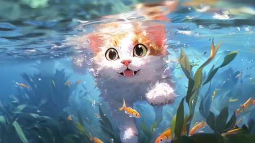 游泳的猫