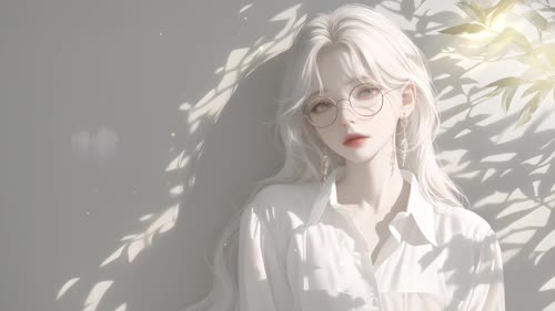 小也 眼镜白发女生